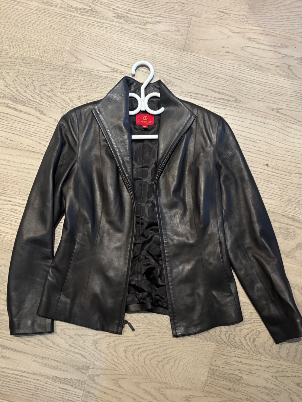 Cole Haan Black Leather Women's Zip Jacket